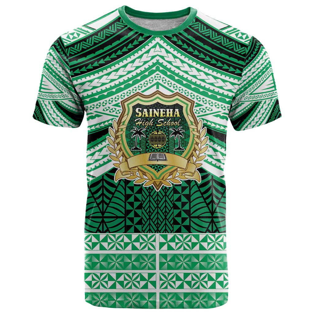 Personalised Tonga Saineha High School T Shirt Polynesian Ngatu Tribal