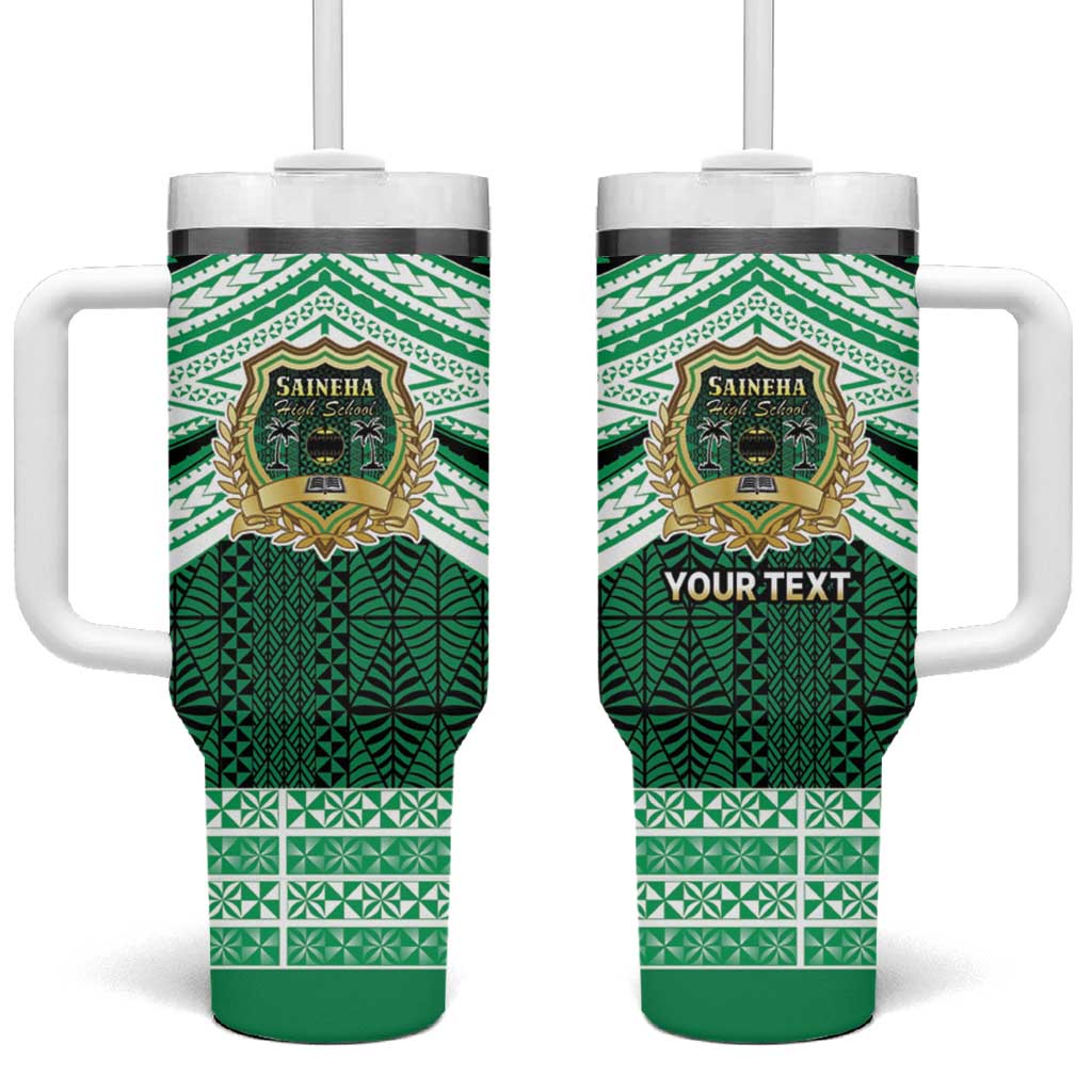 Personalised Tonga Saineha High School Tumbler With Handle Polynesian Ngatu Tribal
