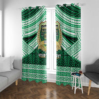 Personalised Tonga Saineha High School Window Curtain Polynesian Ngatu Tribal LT9 With Grommets Green - Polynesian Pride