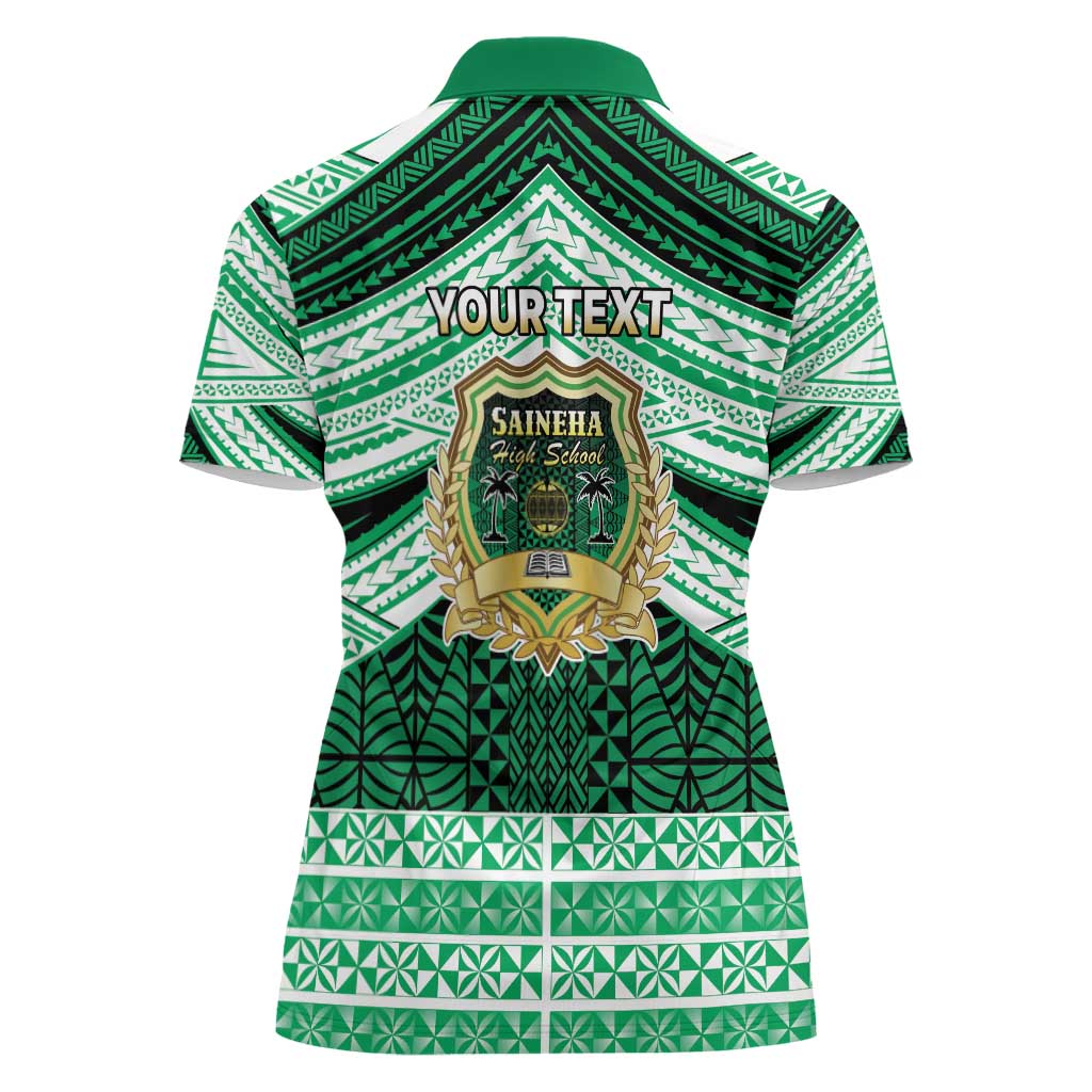 Personalised Tonga Saineha High School Women Polo Shirt Polynesian Ngatu Tribal