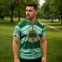 Personalised Tonga Saineha High School Zipper Polo Shirt Polynesian Ngatu Tribal LT9 - Polynesian Pride