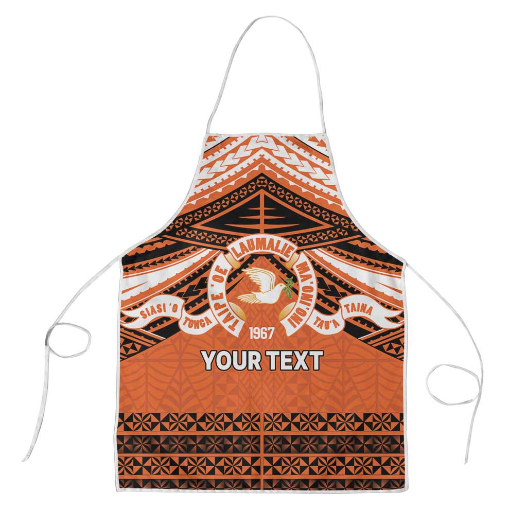 Personalised Tonga Tailulu College Apron Polynesian Ngatu Tribal LT9 Orange - Polynesian Pride