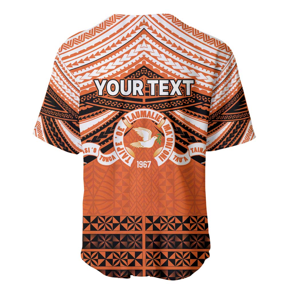 Personalised Tonga Tailulu College Baseball Jersey Polynesian Ngatu Tribal