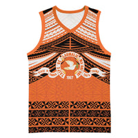 Personalised Tonga Tailulu College Basketball Jersey Polynesian Ngatu Tribal LT9 Unisex Orange - Polynesian Pride