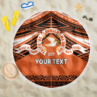 Personalised Tonga Tailulu College Beach Blanket Polynesian Ngatu Tribal LT9 One Size 150cm Orange - Polynesian Pride