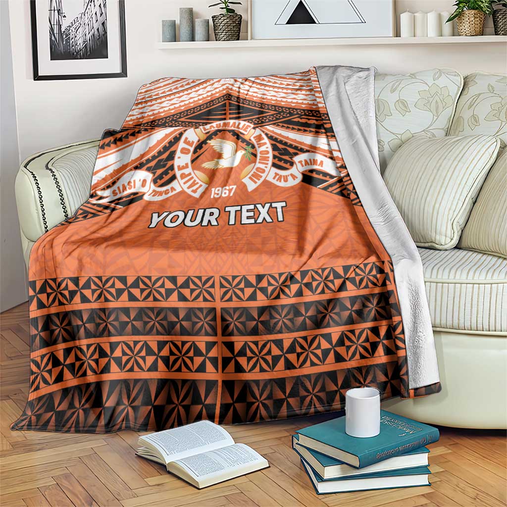 Personalised Tonga Tailulu College Blanket Polynesian Ngatu Tribal LT9 Orange - Polynesian Pride