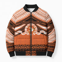 Personalised Tonga Tailulu College Bomber Puffer Jacket Polynesian Ngatu Tribal LT9 Unisex Orange - Polynesian Pride