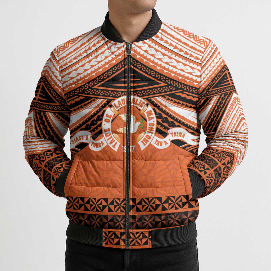 Personalised Tonga Tailulu College Bomber Puffer Jacket Polynesian Ngatu Tribal LT9 - Polynesian Pride