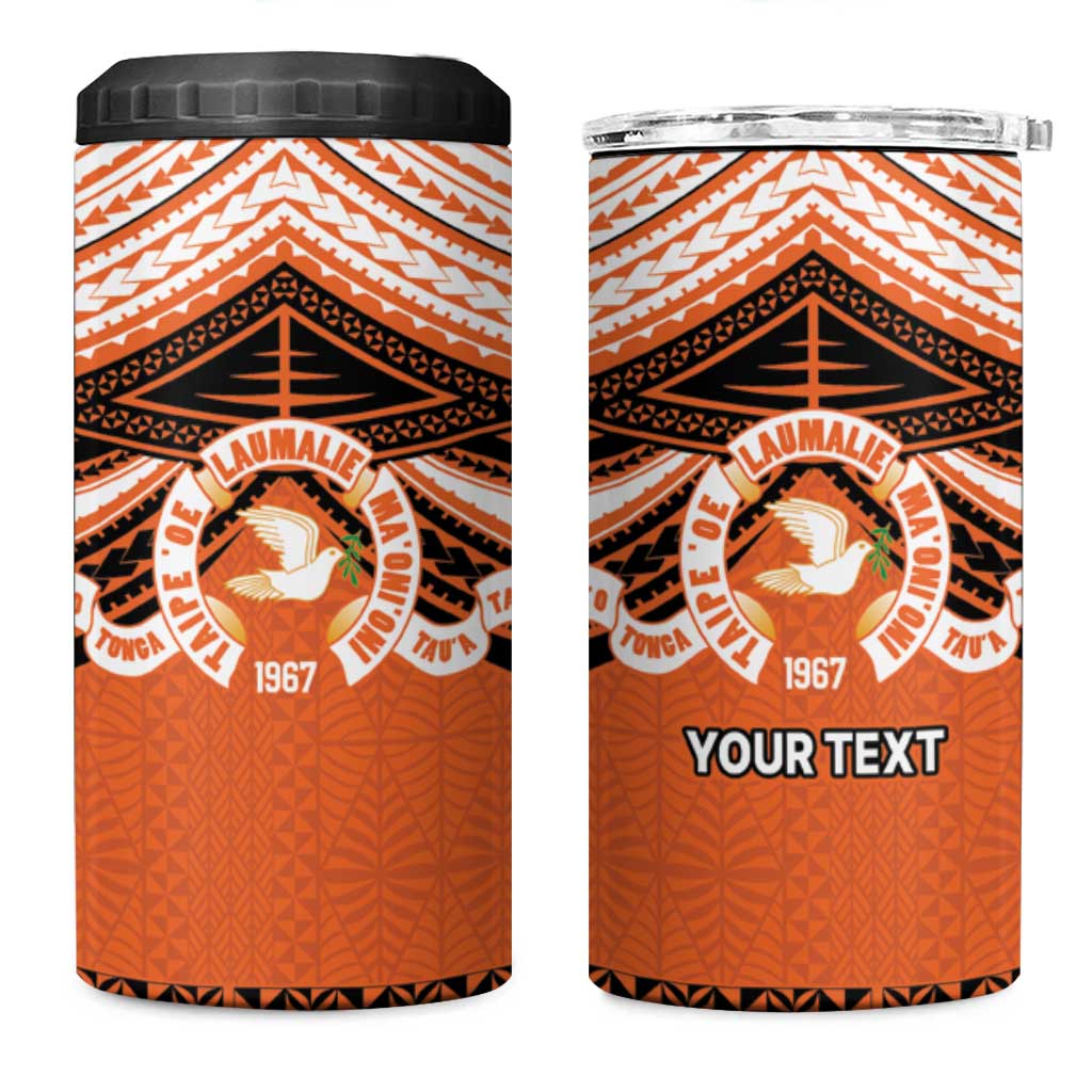 Personalised Tonga Tailulu College 4 in 1 Can Cooler Tumbler Polynesian Ngatu Tribal LT9 One Size: 16 oz Orange - Polynesian Pride