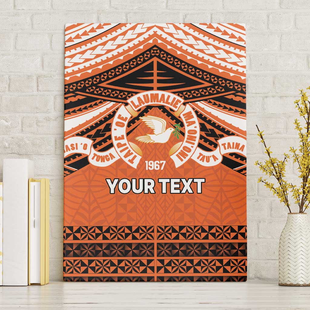 Personalised Tonga Tailulu College Canvas Wall Art Polynesian Ngatu Tribal LT9 Without Frame Orange - Polynesian Pride
