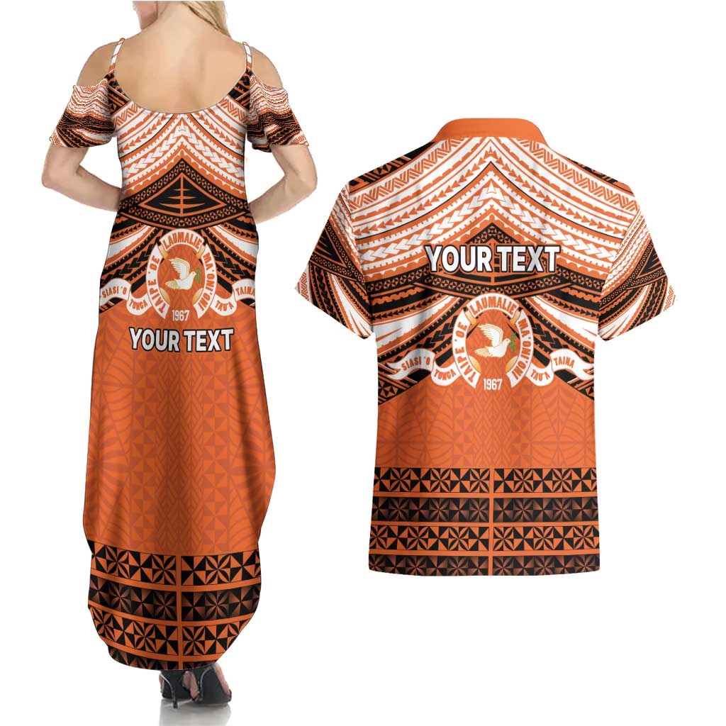 Personalised Tonga Tailulu College Couples Matching Summer Maxi Dress and Hawaiian Shirt Polynesian Ngatu Tribal LT9 - Polynesian Pride