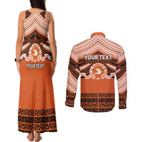 Personalised Tonga Tailulu College Couples Matching Tank Maxi Dress and Long Sleeve Button Shirt Polynesian Ngatu Tribal LT9 - Polynesian Pride