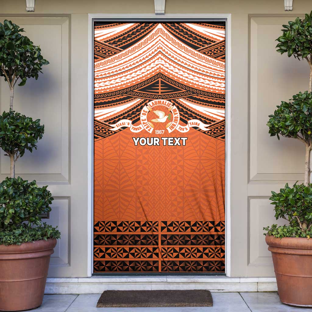 Personalised Tonga Tailulu College Door Cover Polynesian Ngatu Tribal LT9 Orange - Polynesian Pride