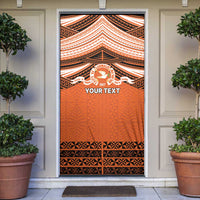Personalised Tonga Tailulu College Door Cover Polynesian Ngatu Tribal LT9 Orange - Polynesian Pride