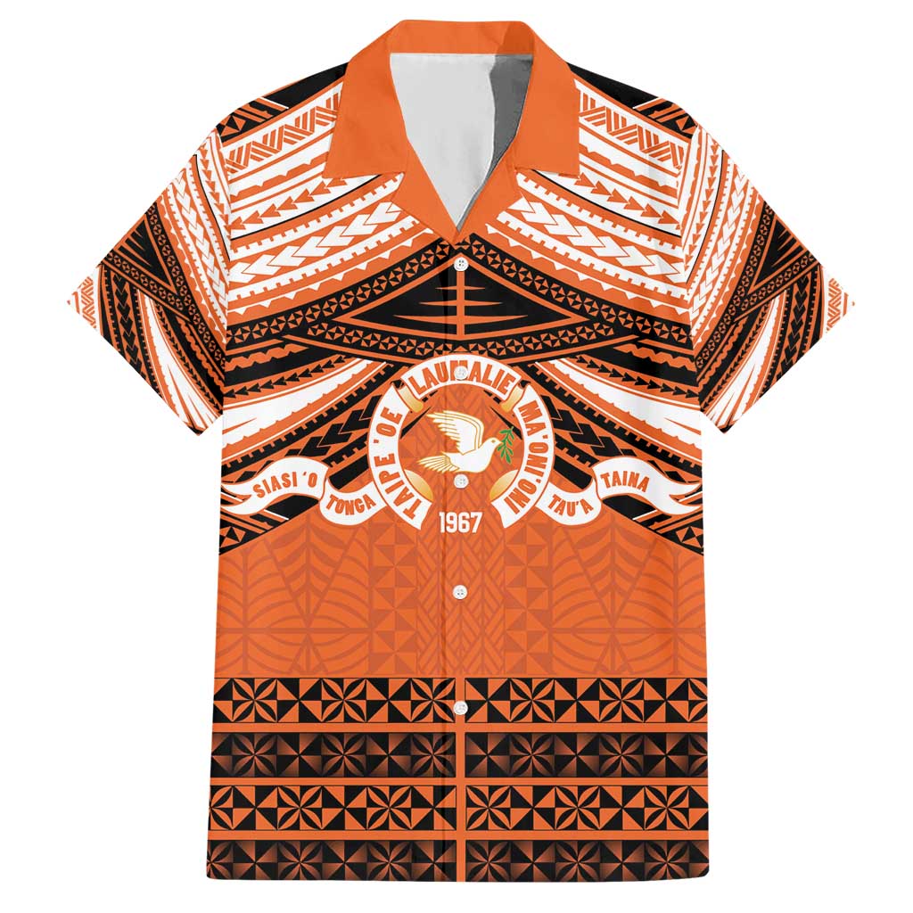 Personalised Tonga Tailulu College Hawaiian Shirt Polynesian Ngatu Tribal LT9 Orange - Polynesian Pride