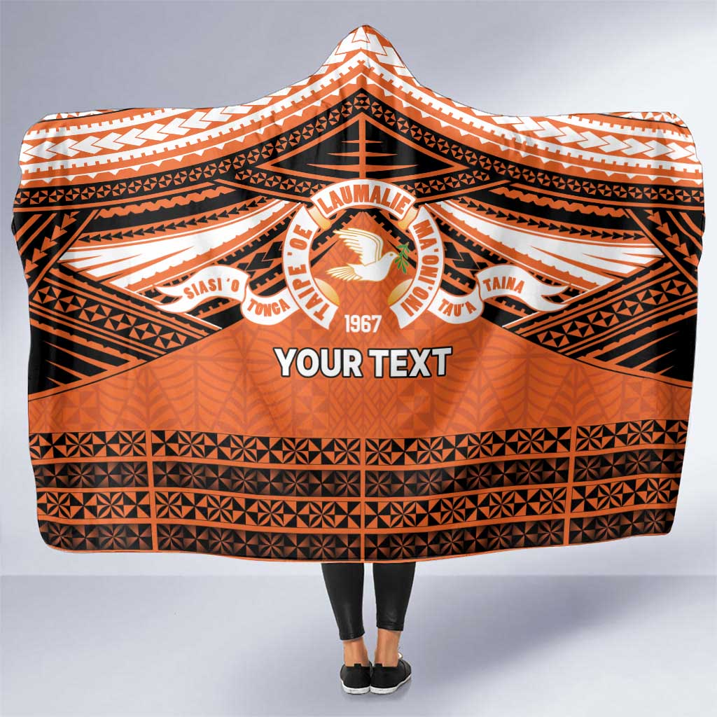 Personalised Tonga Tailulu College Hooded Blanket Polynesian Ngatu Tribal LT9 One Size Orange - Polynesian Pride