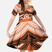 Personalised Tonga Tailulu College Kid Short Sleeve Dress Polynesian Ngatu Tribal LT9 KID Orange - Polynesian Pride