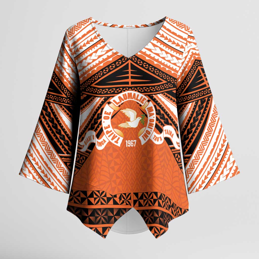 Personalised Tonga Tailulu College Kimono Sleeve Blouse Polynesian Ngatu Tribal LT9 Female Orange - Polynesian Pride