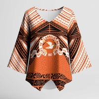Personalised Tonga Tailulu College Kimono Sleeve Blouse Polynesian Ngatu Tribal LT9 Female Orange - Polynesian Pride