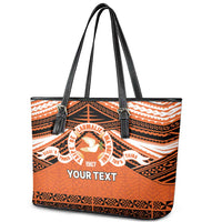 Personalised Tonga Tailulu College Leather Tote Bag Polynesian Ngatu Tribal