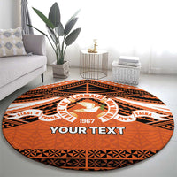 Personalised Tonga Tailulu College Round Carpet Polynesian Ngatu Tribal