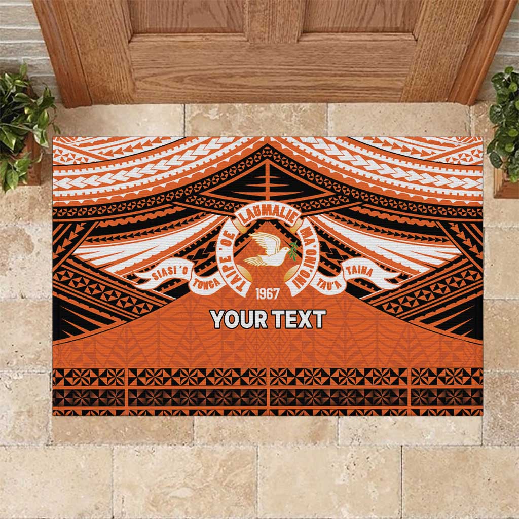 Personalised Tonga Tailulu College Rubber Doormat Polynesian Ngatu Tribal LT9 Orange - Polynesian Pride