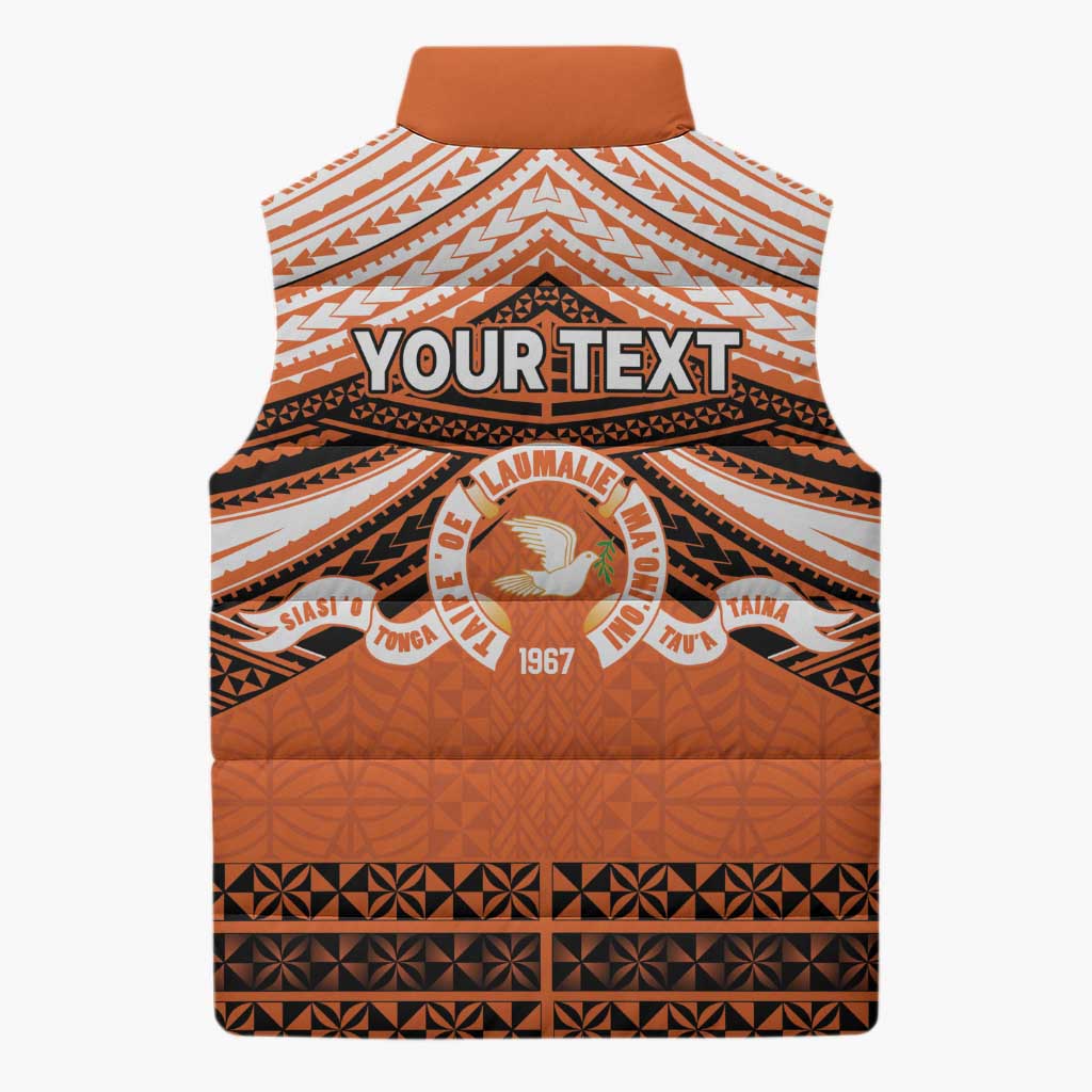 Personalised Tonga Tailulu College Sleeveless Puffer Jacket Polynesian Ngatu Tribal LT9 - Polynesian Pride