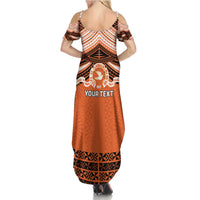 Personalised Tonga Tailulu College Summer Maxi Dress Polynesian Ngatu Tribal