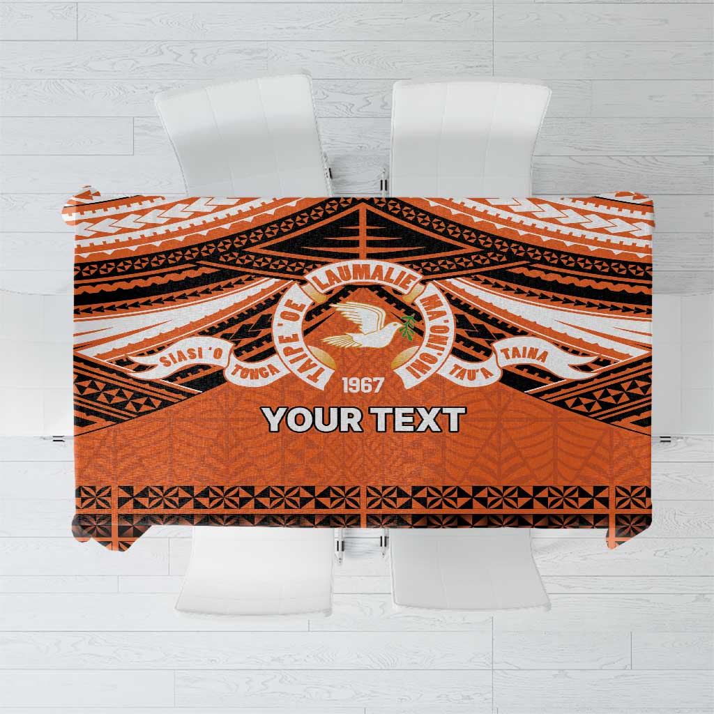 Personalised Tonga Tailulu College Tablecloth Polynesian Ngatu Tribal LT9 Orange - Polynesian Pride