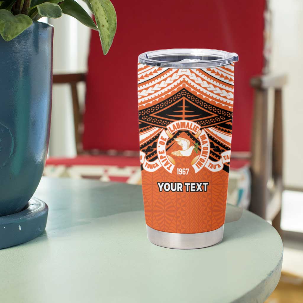 Personalised Tonga Tailulu College Tumbler Cup Polynesian Ngatu Tribal