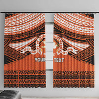 Personalised Tonga Tailulu College Window Curtain Polynesian Ngatu Tribal LT9 With Hooks Orange - Polynesian Pride