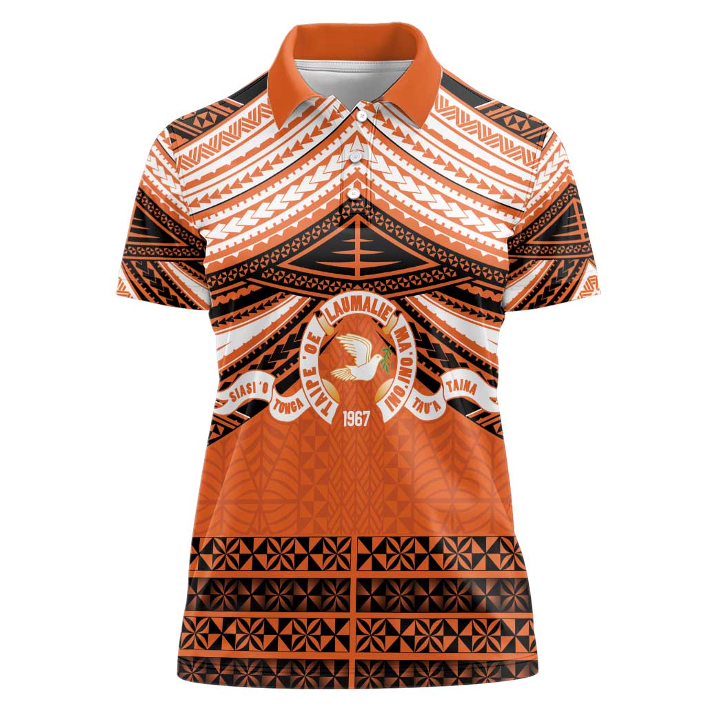 Personalised Tonga Tailulu College Women Polo Shirt Polynesian Ngatu Tribal