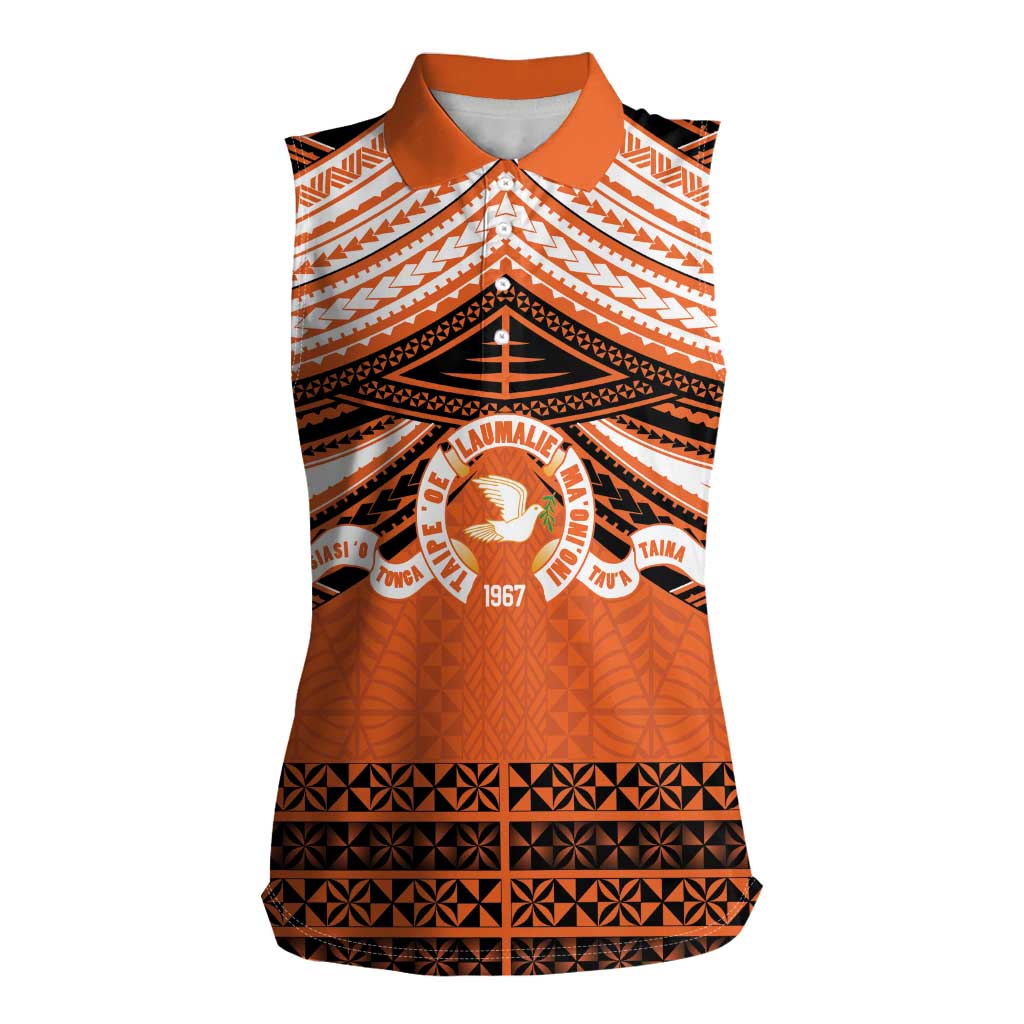Personalised Tonga Tailulu College Women Sleeveless Polo Shirt Polynesian Ngatu Tribal