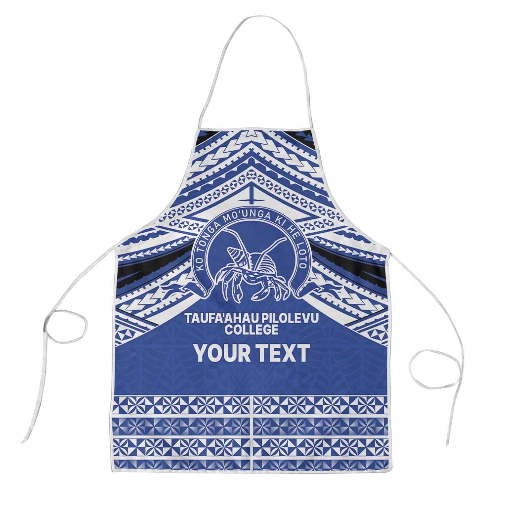 Personalised Tonga Taufa'ahau Pilolevu College Apron Polynesian Ngatu Tribal LT9 Blue - Polynesian Pride