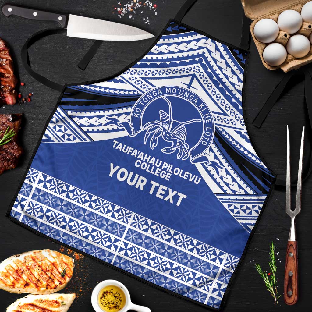 Personalised Tonga Taufa'ahau Pilolevu College Apron Polynesian Ngatu Tribal LT9 Blue - Polynesian Pride