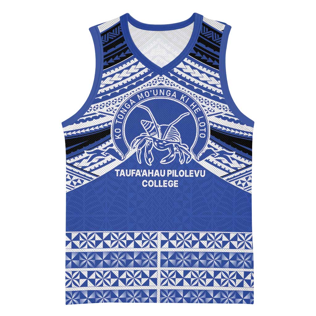 Personalised Tonga Taufa'ahau Pilolevu College Basketball Jersey Polynesian Ngatu Tribal LT9 Unisex Blue - Polynesian Pride