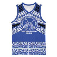 Personalised Tonga Taufa'ahau Pilolevu College Basketball Jersey Polynesian Ngatu Tribal LT9 Unisex Blue - Polynesian Pride