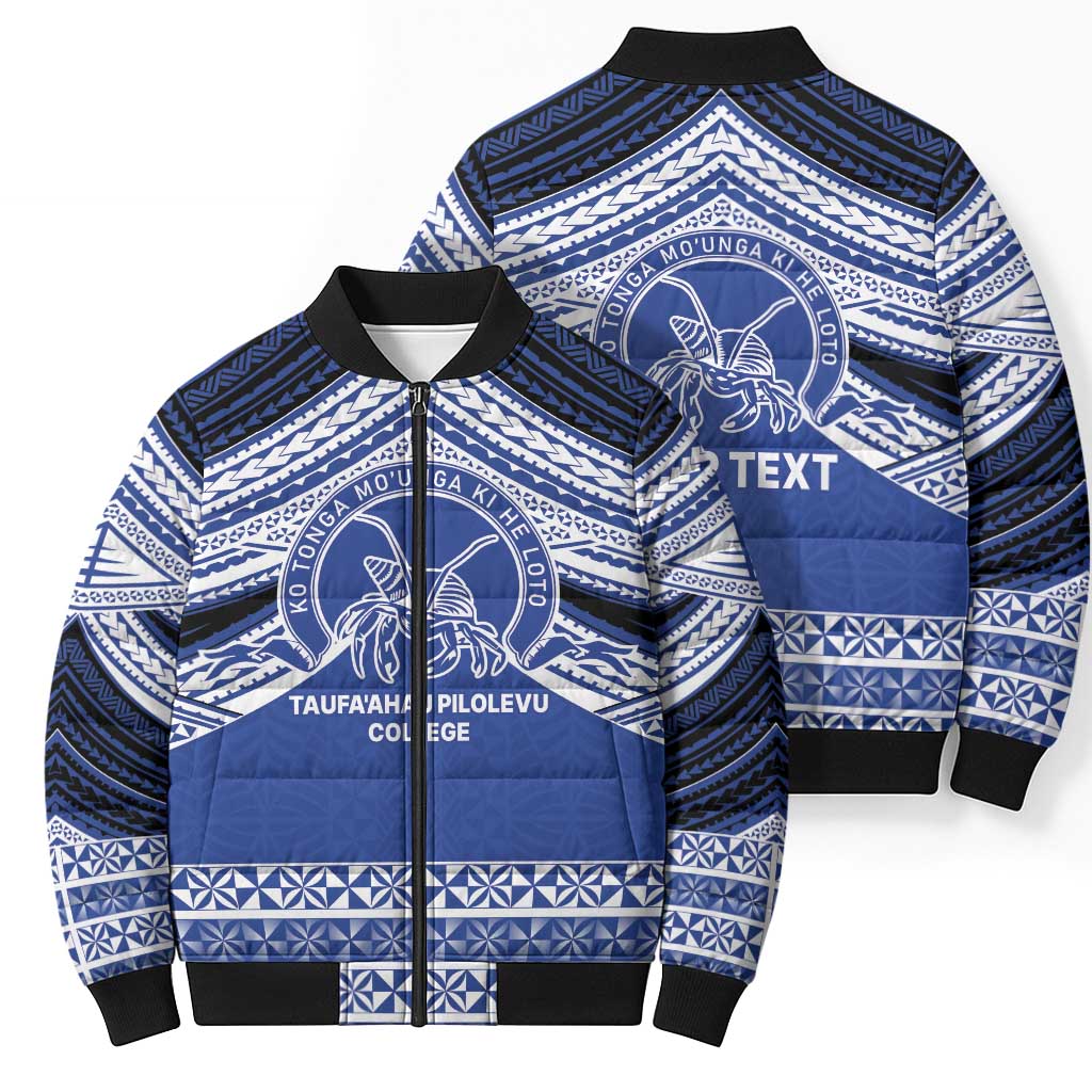 Personalised Tonga Taufa'ahau Pilolevu College Bomber Puffer Jacket Polynesian Ngatu Tribal LT9 - Polynesian Pride