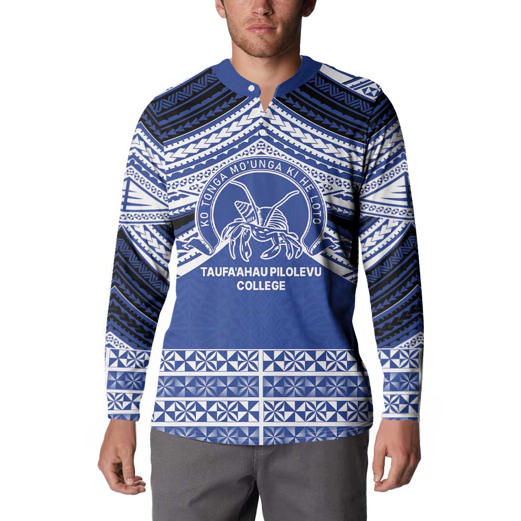 Personalised Tonga Taufa'ahau Pilolevu College Button Sweatshirt Polynesian Ngatu Tribal LT9 - Polynesian Pride