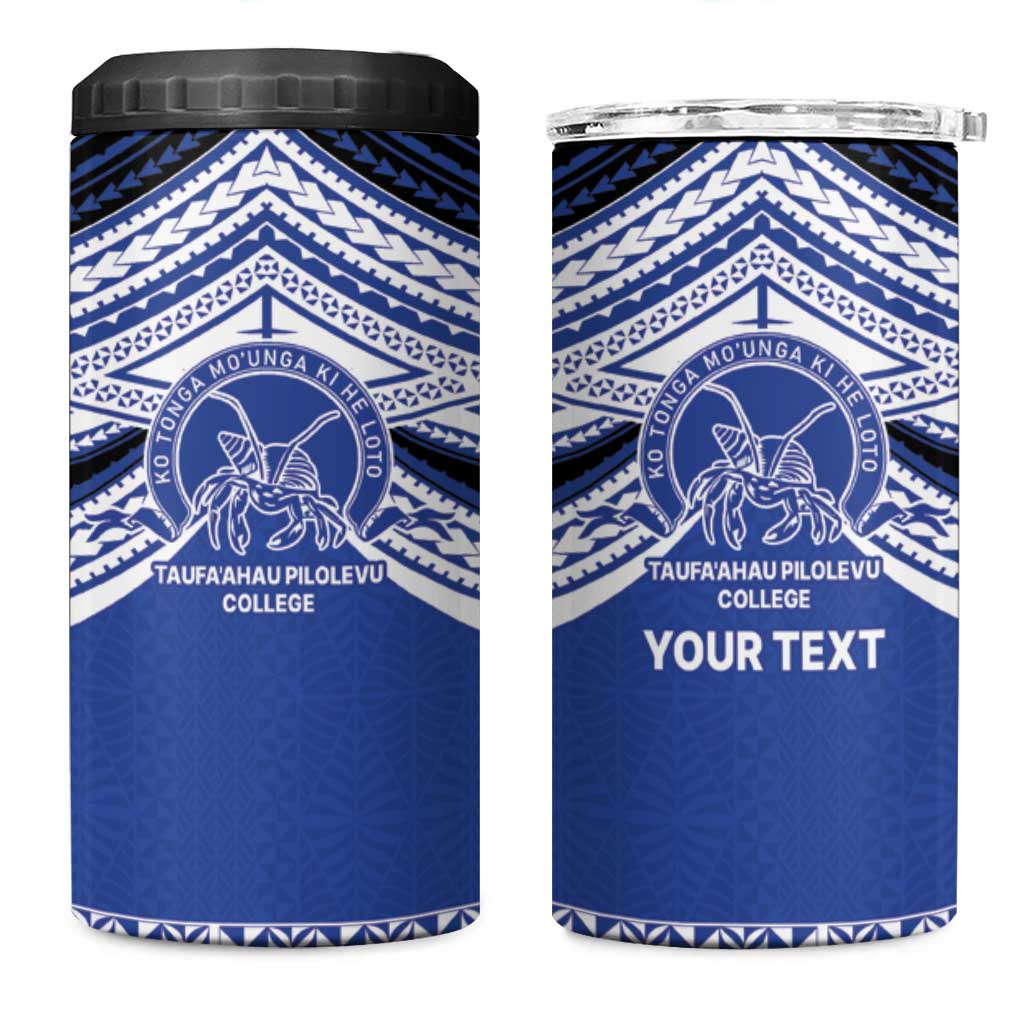 Personalised Tonga Taufa'ahau Pilolevu College 4 in 1 Can Cooler Tumbler Polynesian Ngatu Tribal LT9 One Size: 16 oz Blue - Polynesian Pride