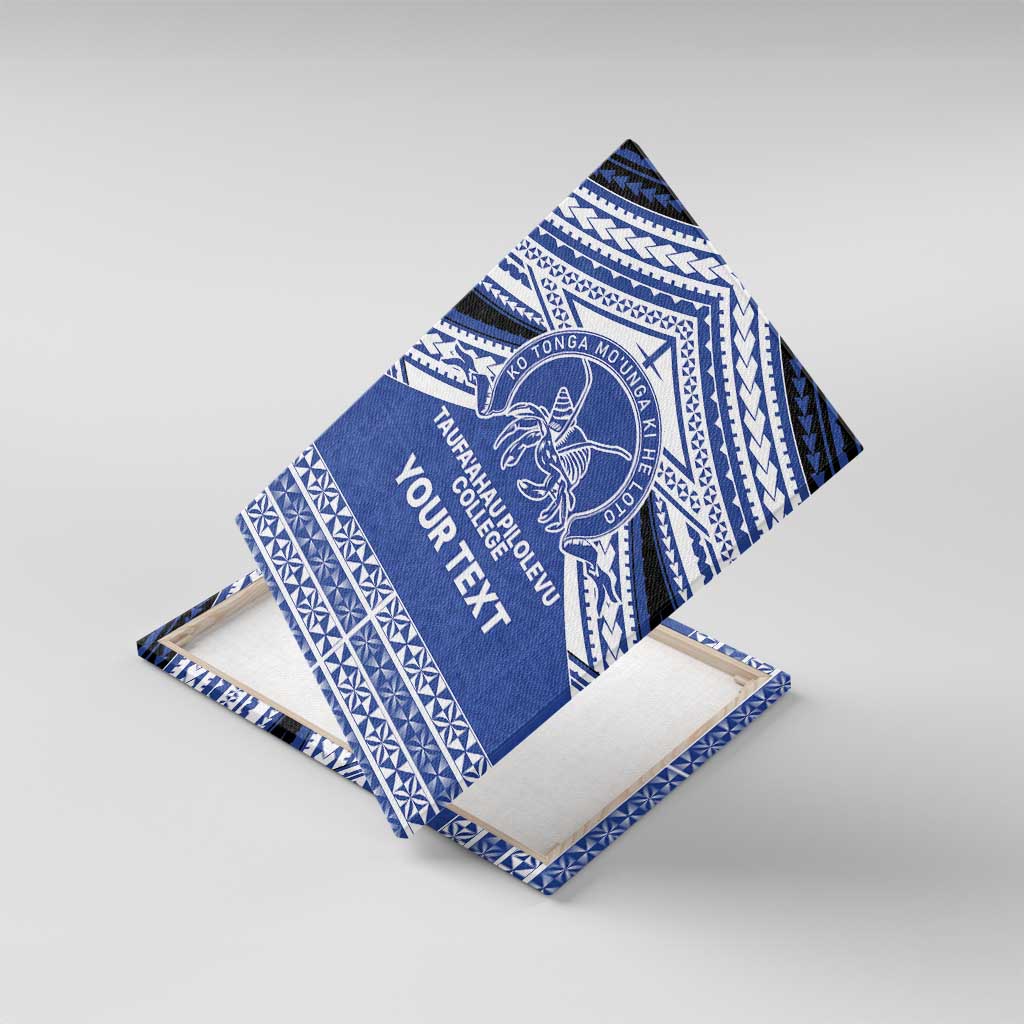 Personalised Tonga Taufa'ahau Pilolevu College Canvas Wall Art Polynesian Ngatu Tribal LT9 With Frame Blue - Polynesian Pride