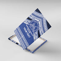 Personalised Tonga Taufa'ahau Pilolevu College Canvas Wall Art Polynesian Ngatu Tribal LT9 With Frame Blue - Polynesian Pride