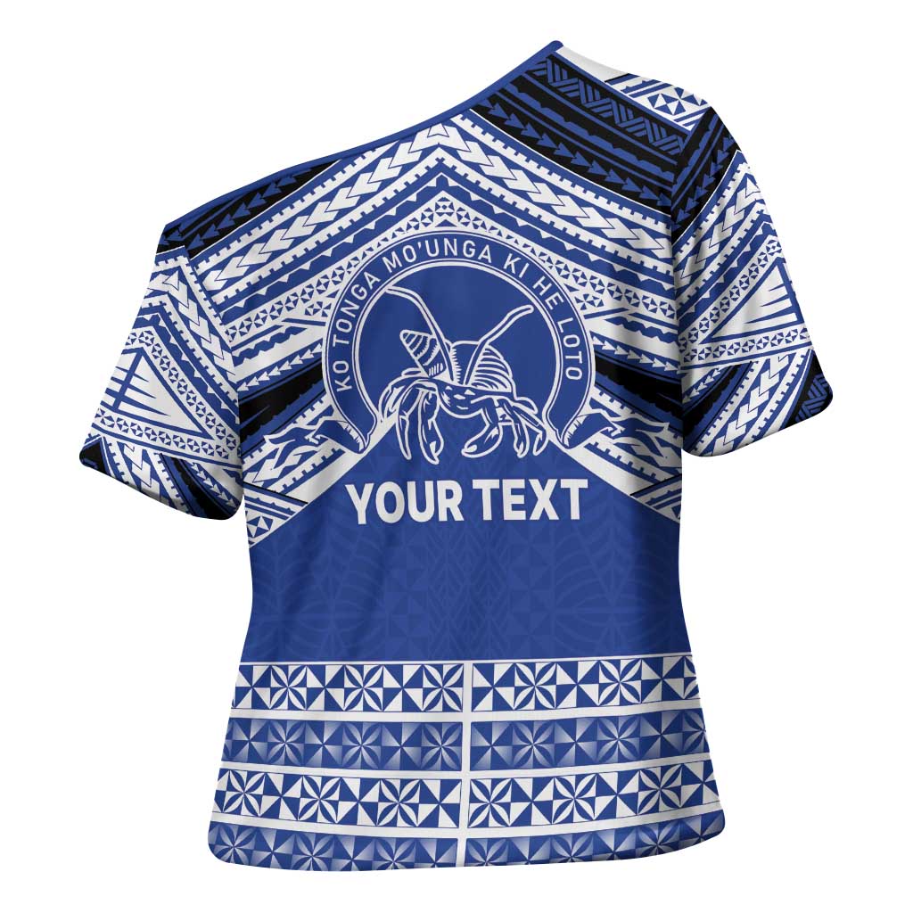 Personalised Tonga Taufa'ahau Pilolevu College Cross Shoulder Shirt Polynesian Ngatu Tribal LT9 - Polynesian Pride