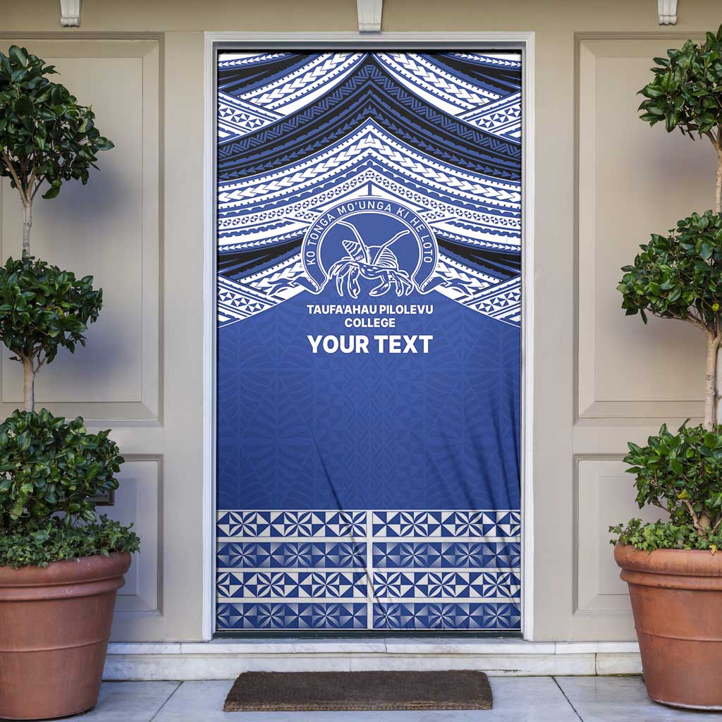 Personalised Tonga Taufa'ahau Pilolevu College Door Cover Polynesian Ngatu Tribal LT9 Blue - Polynesian Pride