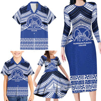 Personalised Tonga Taufa'ahau Pilolevu College Family Matching Long Sleeve Bodycon Dress and Hawaiian Shirt Polynesian Ngatu Tribal