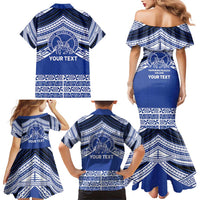 Personalised Tonga Taufa'ahau Pilolevu College Family Matching Mermaid Dress and Hawaiian Shirt Polynesian Ngatu Tribal