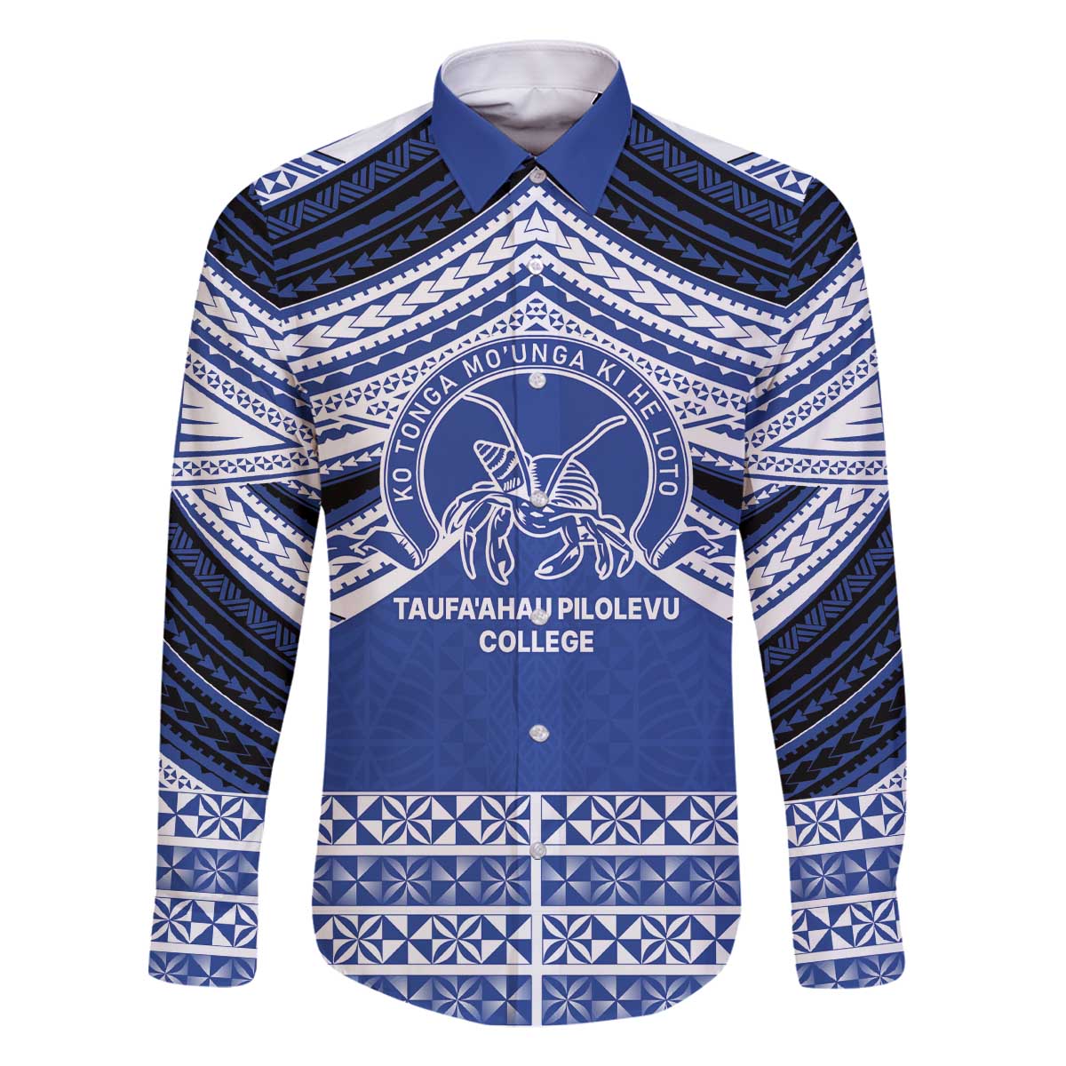 Personalised Tonga Taufa'ahau Pilolevu College Family Matching Off The Shoulder Long Sleeve Dress and Hawaiian Shirt Polynesian Ngatu Tribal