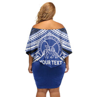 Personalised Tonga Taufa'ahau Pilolevu College Family Matching Off Shoulder Short Dress and Hawaiian Shirt Polynesian Ngatu Tribal