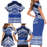 Personalised Tonga Taufa'ahau Pilolevu College Family Matching Short Sleeve Bodycon Dress and Hawaiian Shirt Polynesian Ngatu Tribal