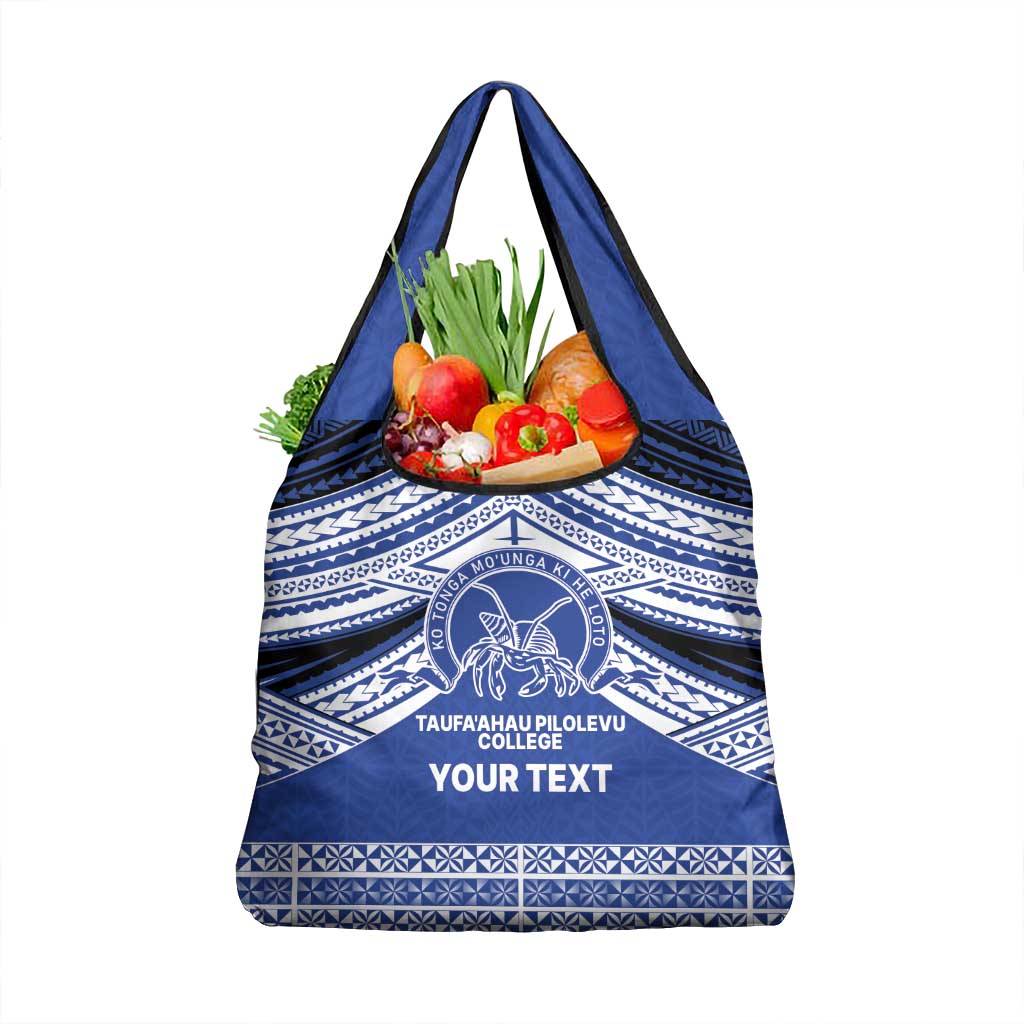 Personalised Tonga Taufa'ahau Pilolevu College Grocery Bag Polynesian Ngatu Tribal LT9 1-pack One Size Blue - Polynesian Pride
